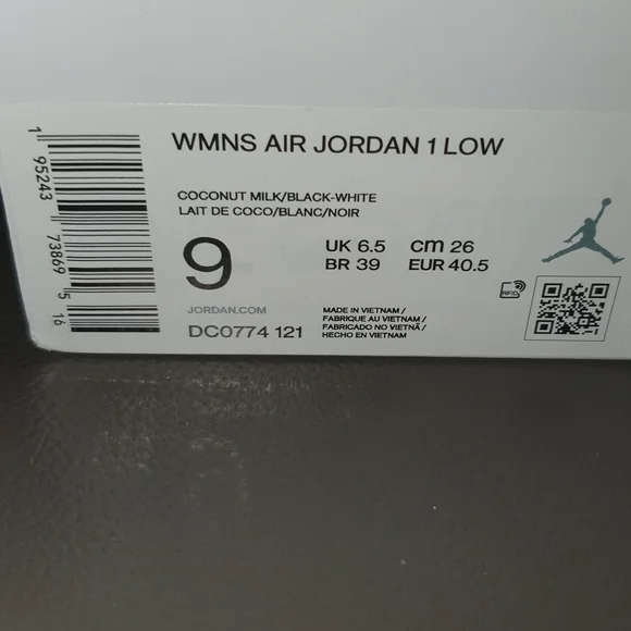 WMNS Air Jordan 1 Low "Coconut Milk" US 9 - Picture 3 of 3